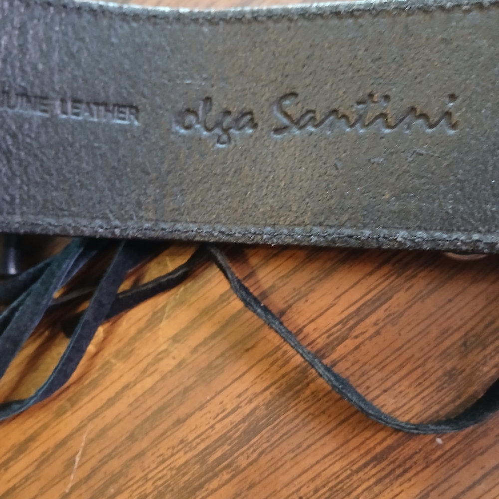 Women's Black Leather Belt with Decorative Buckles - Picture 8 of 8